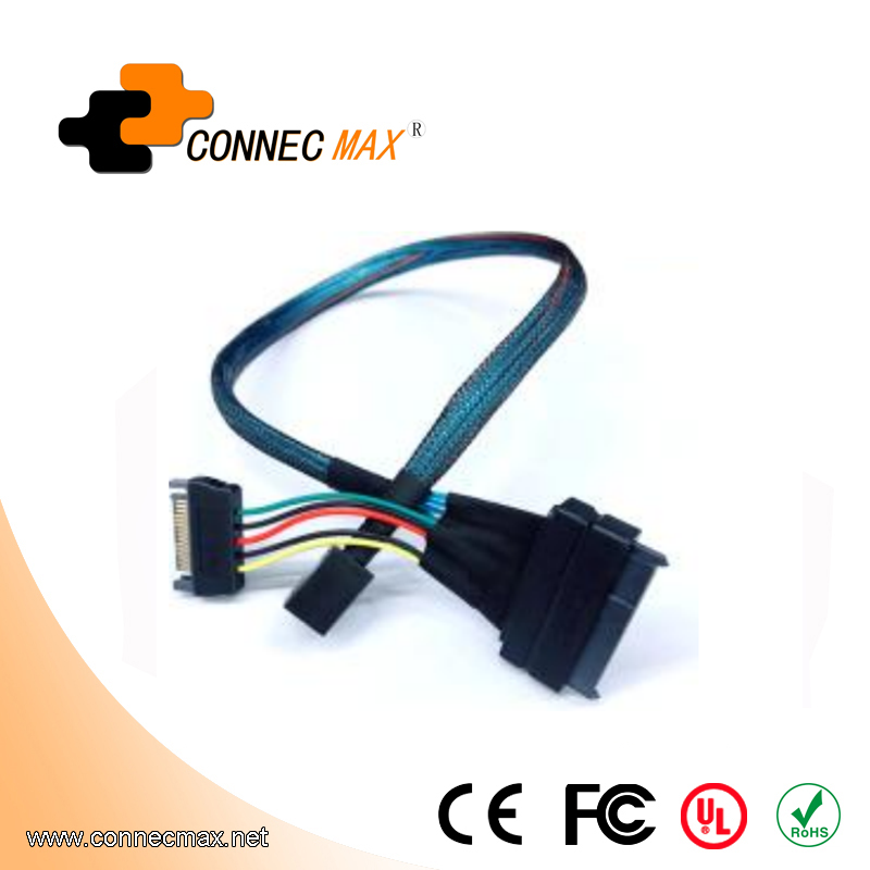 MINISAS (SFF8639) 转 MINISAS (SFF8643)+15PIN电源