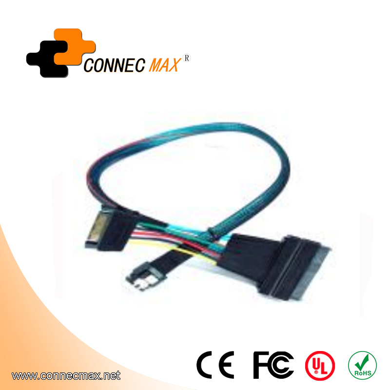 MINISAS (SFF8654) TO MINISAS (SFF8639)Cable+15PIN Power Supply
